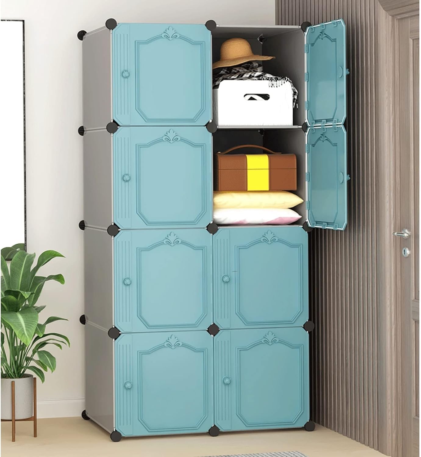 Standing Closet Wardrobe Cube Wardrobe Combination Wardrobe Portable Wardrobe Modular Cabinet Foldable Bedroom Clothes Shoes Toys Locker Portable Closets (Color : C)