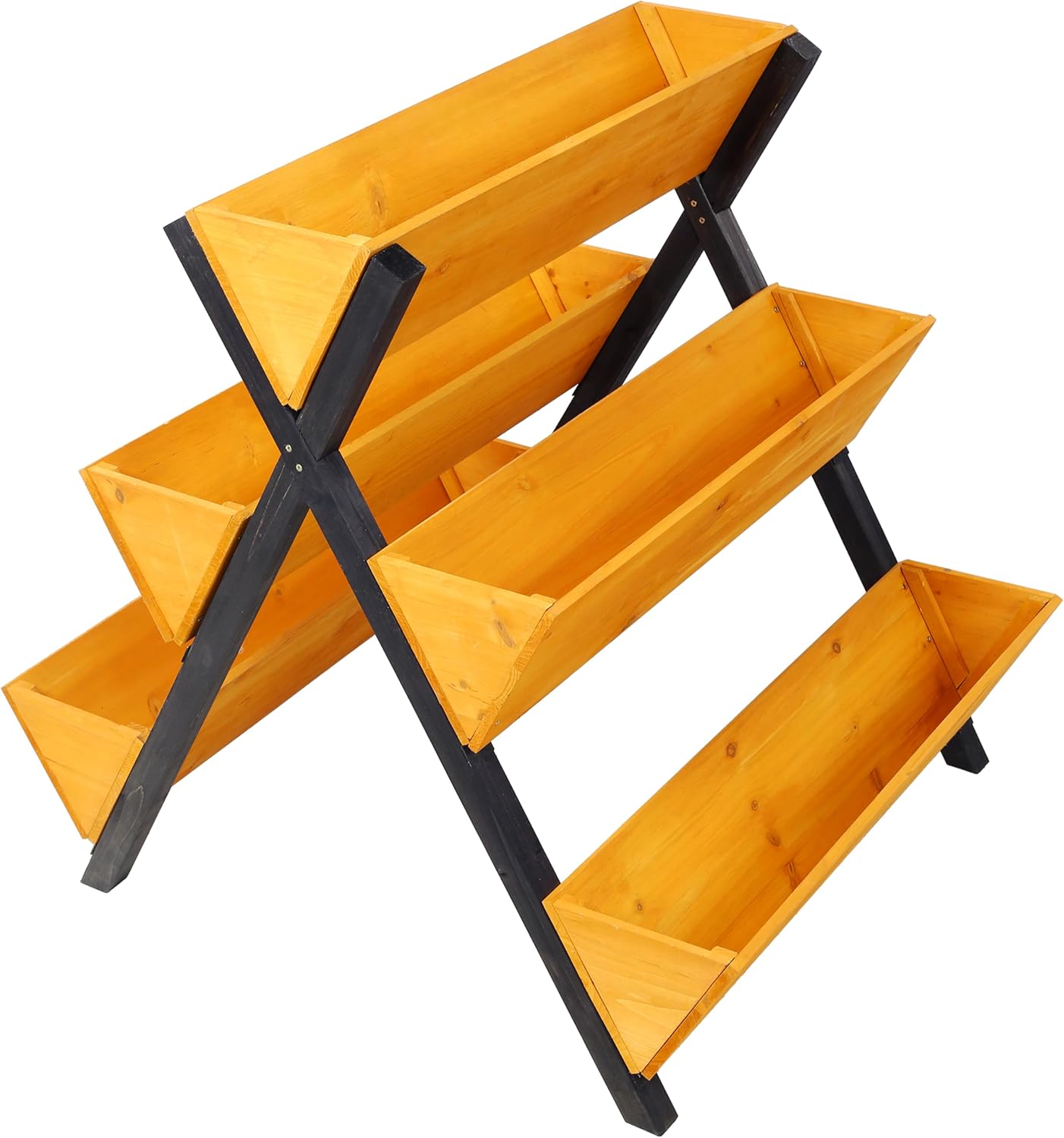 3 Tiers Wooden Vertical Raised Garden Bed with Legs Wooden Elevated Planter Raised Beds Kit with 5 Boxes & Protective Liner Standing for Vegetables Flowers Herbs