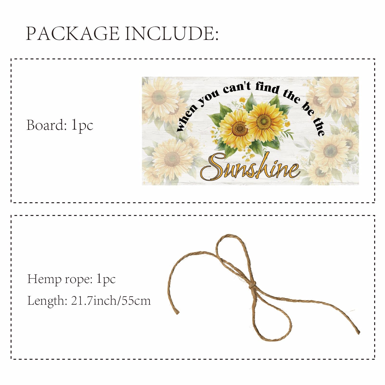 CREATCABIN Wooden Hanging Sign Sunflower Wall Decor When You Can't Find The Sunshine Be The Sunshine Rustic Wood Sign Wall Art for Home Nursery Living Dining Room Farmhouse Garden Yard 11.8×5.9in - Image 4