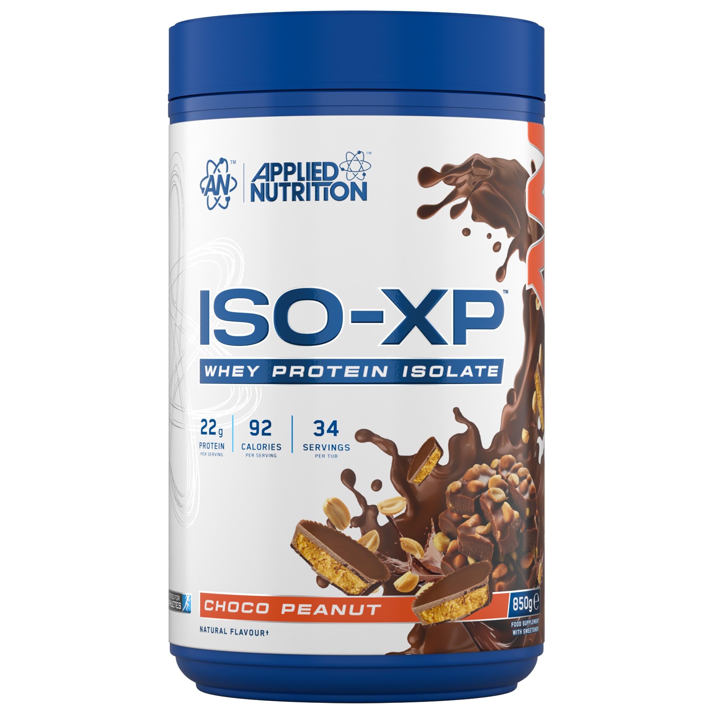 Applied Nutrition ISO-XP Whey Protein Isolate – Over 21g Protein, Low Carb, Low Fat, BCAA-Rich, Fast Absorption, Soy-Free, Halal-Certified (850g - 34 Servings) (Choco Peanut)