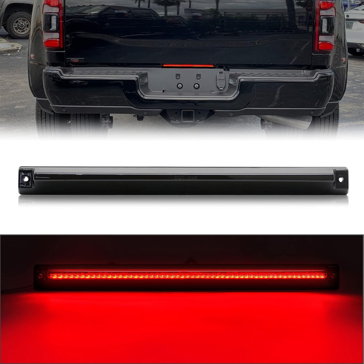 R&F Auto Full LED Tailgate Light Compatible with Ram 2500 3500 2006-2018 Rear Center Tailgate Light Brake Lamp