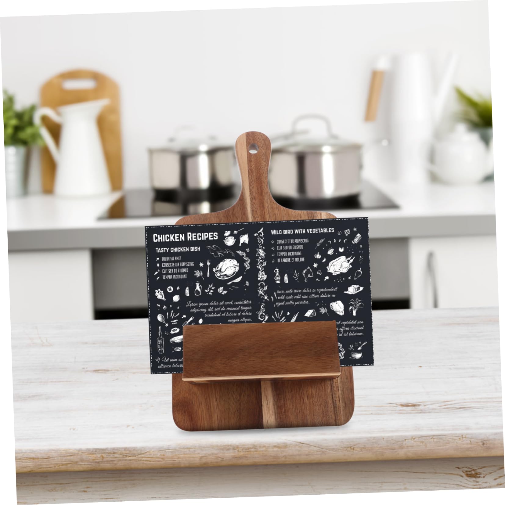 Alipis Scaffale per Libri di Cucina in Legno, Porta Ricette da Parete, Supporto Salvaspazio per Menù e Libri, per Cucina e Ristorante