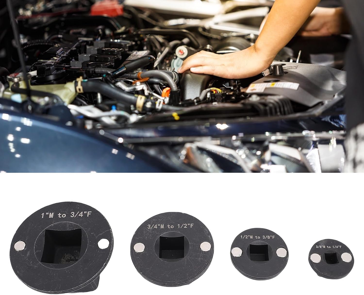 Low Profile Low Impact Impact Adapter Set, Set of Adapters for Ratchet 4 Pcs 1in M-3/4in F 3/4in M-1/2in F 1/2in M-3/8in F 3/8in M-1/4in F