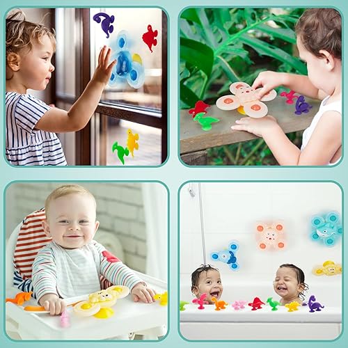 Miniatura 7 de Juguete giratorio de ventosa para bebé, 12 piezas de juguetes giratorios para ventana para niños pequeños de 1 a 3 años, juguetes giratorios para