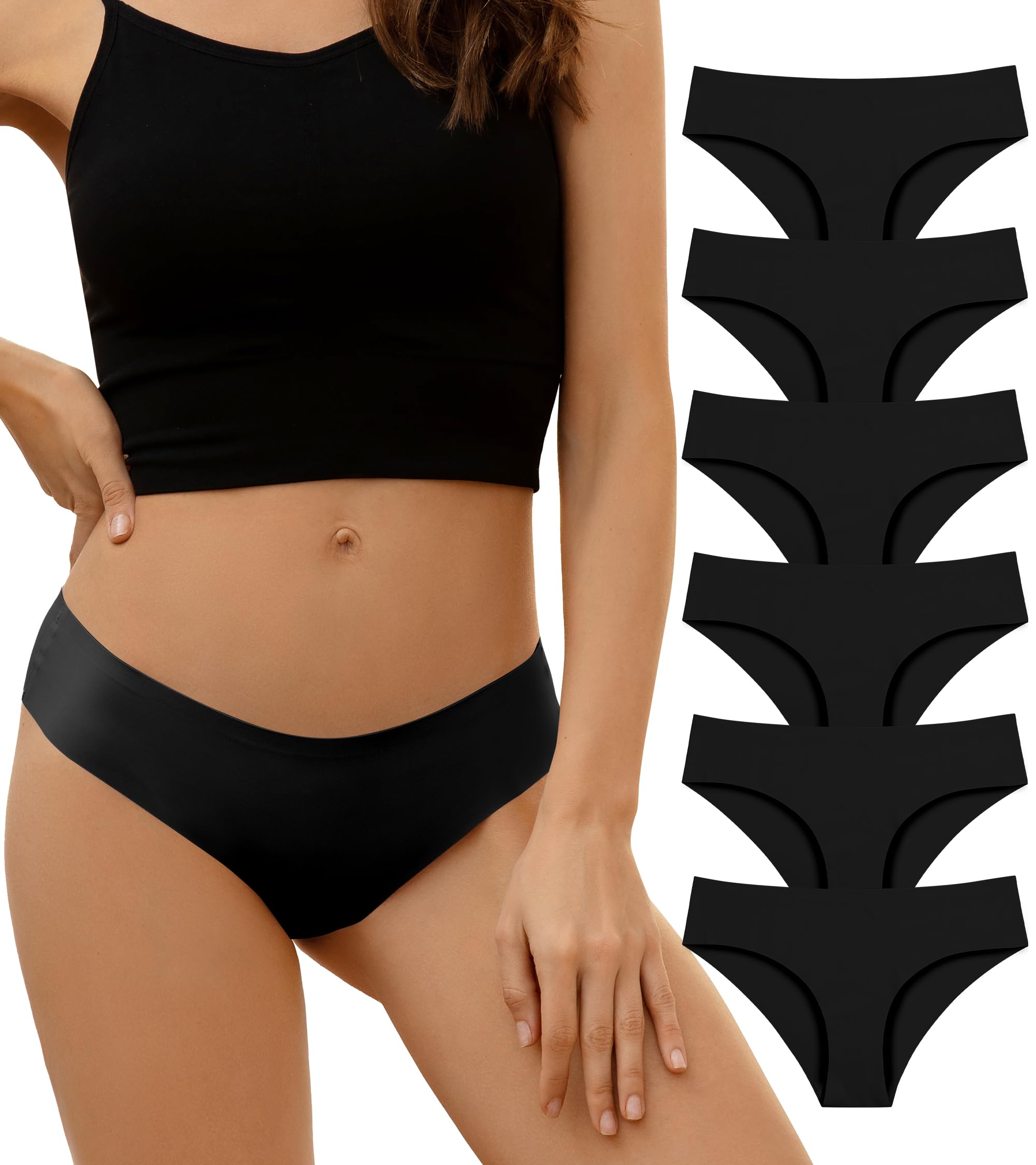 DEANGELMON Seamless Underwear for Women No Show Bikini Panties Comfortable Stretch Invisible Ladies Hipster Briefs