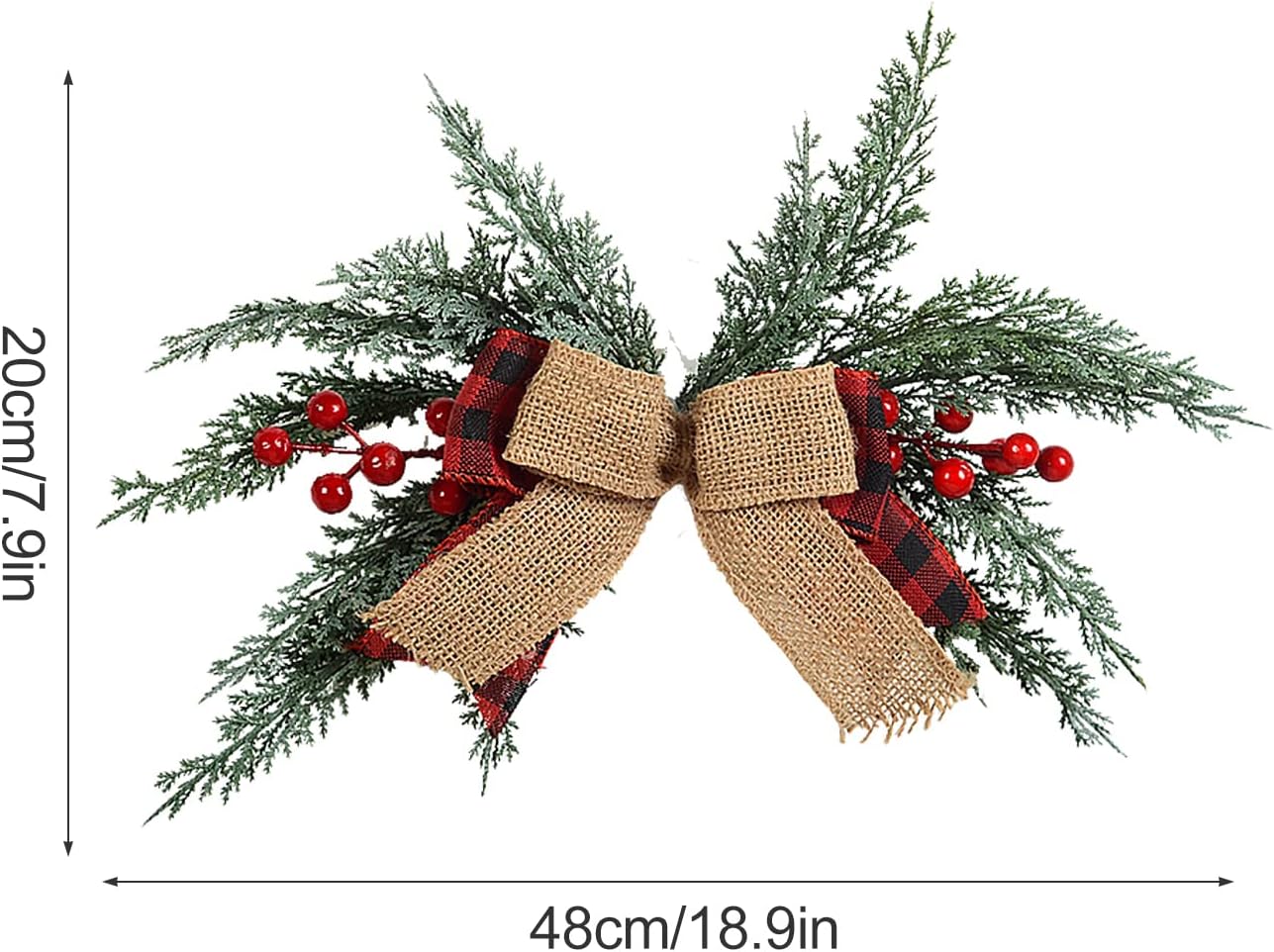 Buachois Christmas Lintel Wreath Wall Hanging Artificial Pine Needle Swag
