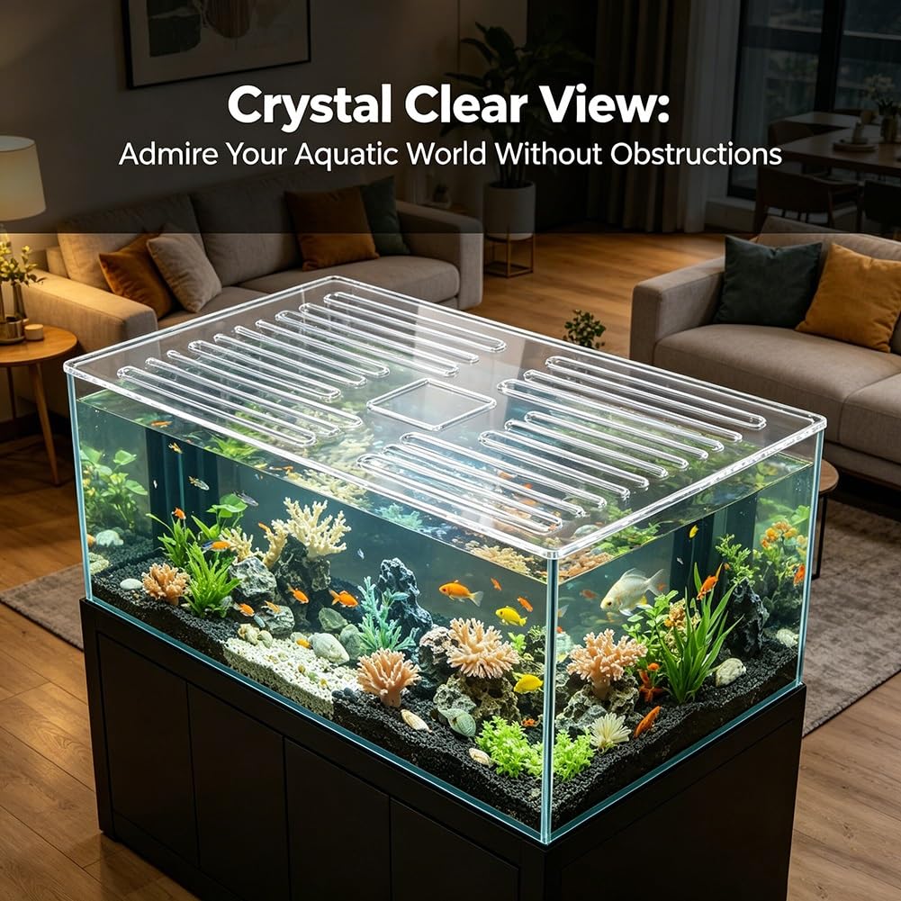 GZHERVICES Copertura Fuga per Acquario (con Fori di Ventilazione), Confezione da 1, Copertura Superiore per Acquario, Coperchio per Acquario, Materiale Trasparente(60x30cm)