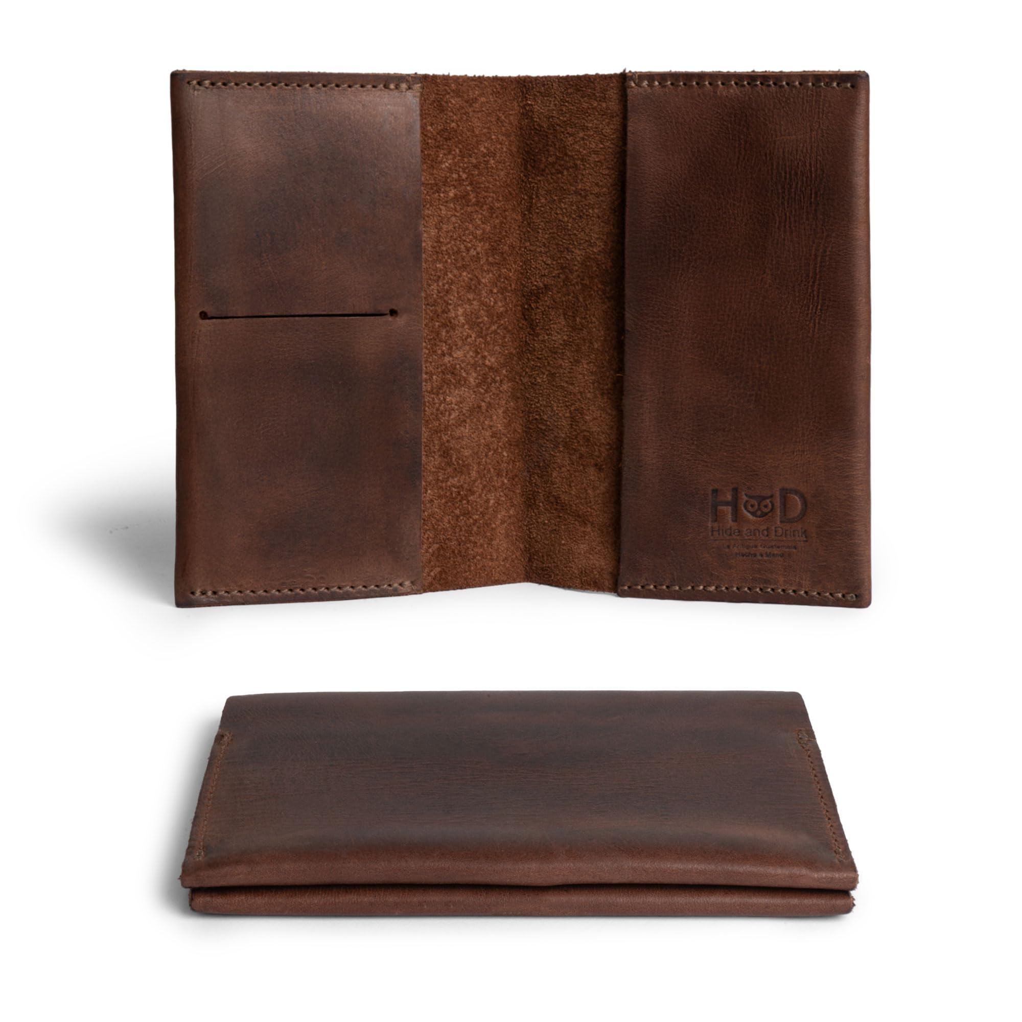 Hide & Drink, Reisepasshülle aus Leder mit Kreditkartenfach, scheinfach, Traveler Essentials, handgefertigt :: Bourbon Brown