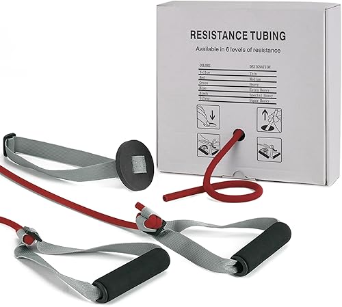 Tubos de resistencia para entrenamiento, bandas de ejercicio con asas y anclaje de puerta para terapia física para mujeres y hombres, tubos de goma