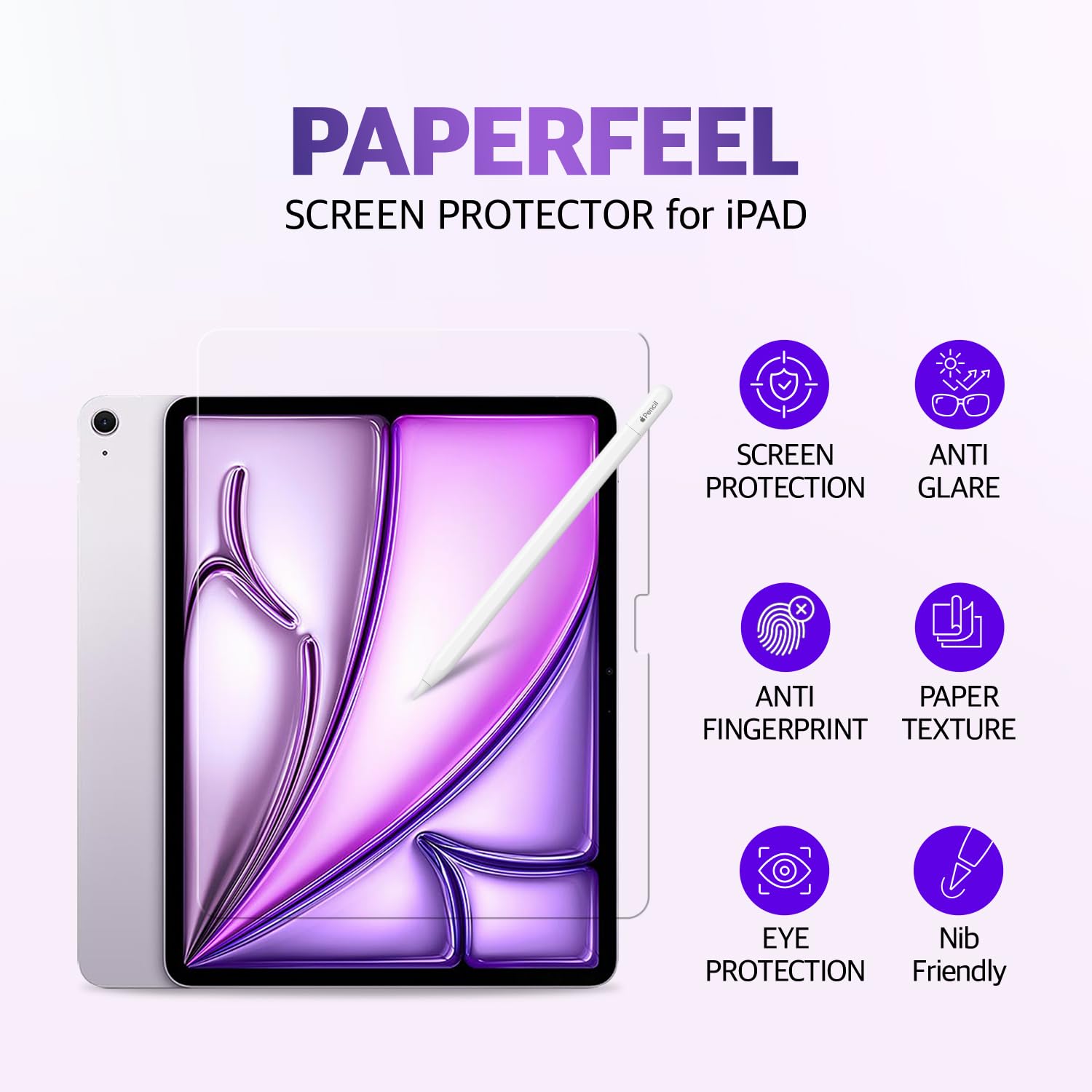 COKER Paperfeel - Protector de pantalla para iPad Pro de 11 pulgadas de 7ª generación, antiarañazos, antihuellas, antiroturas, sensible al tacto, película PET, bloqueo de luz azul, fácil de instalar