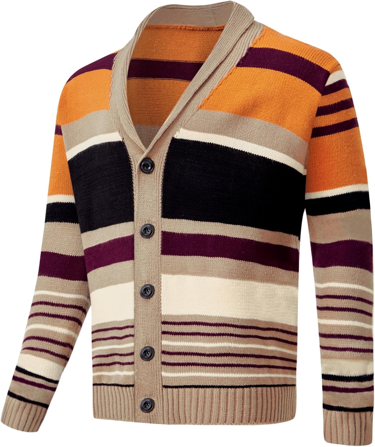 Men's Casual Cardigan Sweater Long Sleeve Casual V Neck Button Down Cable Knitted Sweater