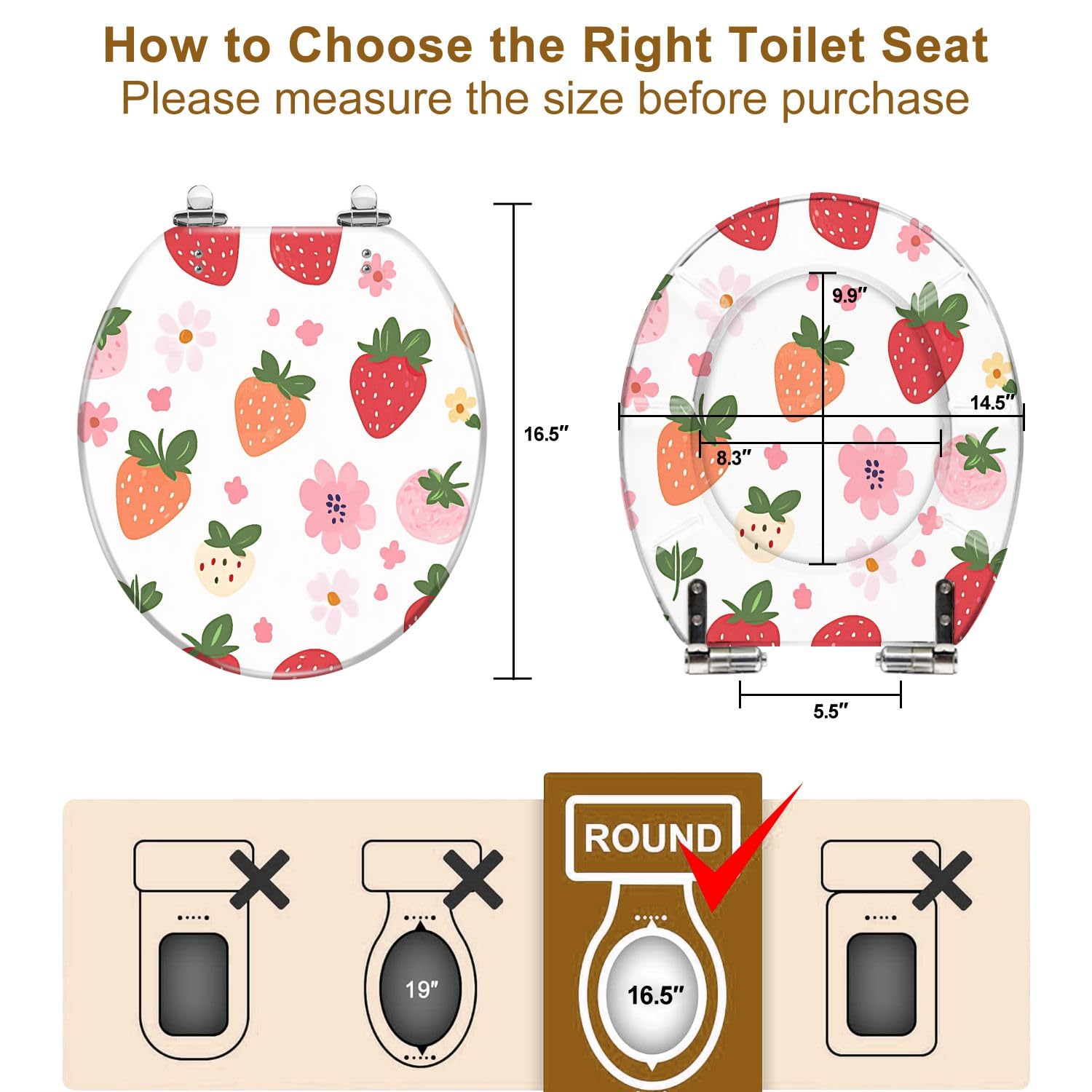 Asiento de inodoro redondo genérico de resina para baño