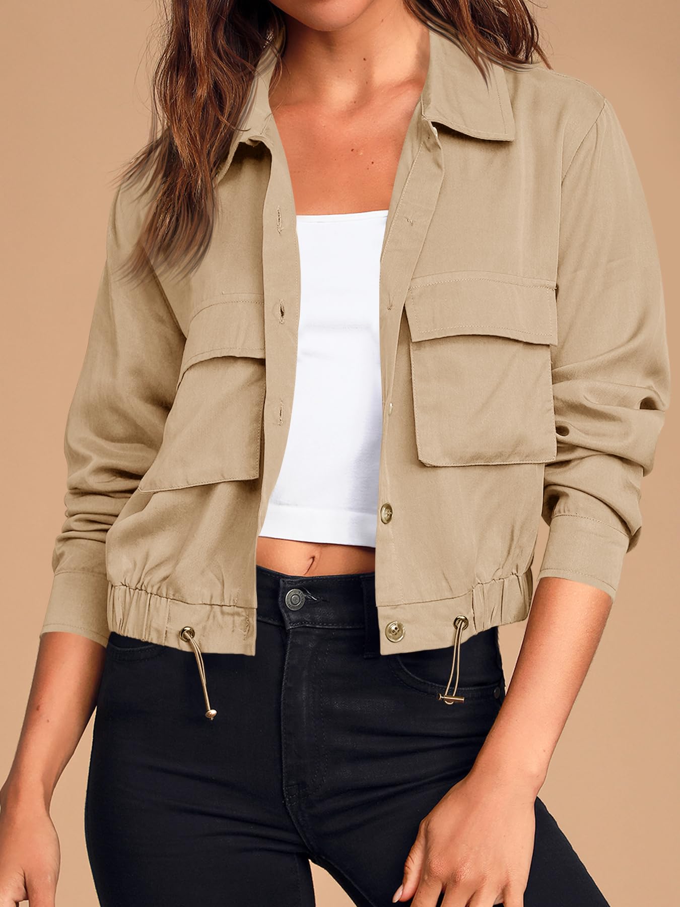 Cicy Bell Veste mi-saison pour femme - Veste courte pour le printemps - Veste d'été légère - Parka courte - Veste d'automne