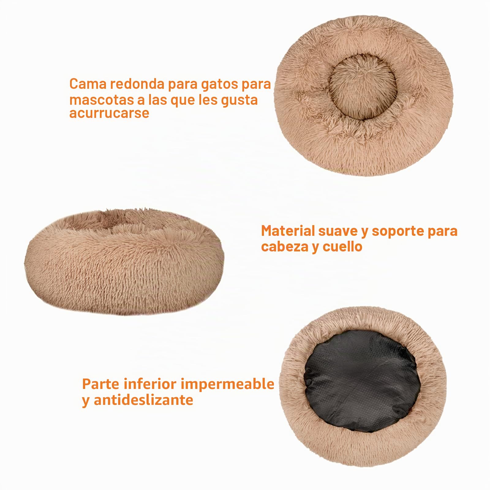 OKPOW Camas Perros Grandes Ortopedica - Colchoneta Perro Redonda Suave y Esponjosa - Cama para Gatos Anti-Ansiedad Cómoda - Manta de Felpa Lavable