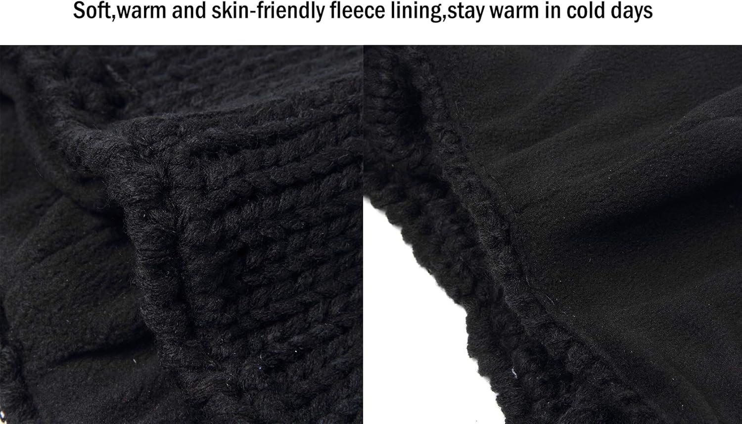 BIKMAN Cute Cat Ears Knit Hat Ear Flap Crochet Beanie Hat Black