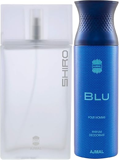 Ajmal Shiro EDP Citrus Spicy Perfume 90ml for Men and Blu Homme Deodorant Aquatic Woody Fragrance 200ml for Men