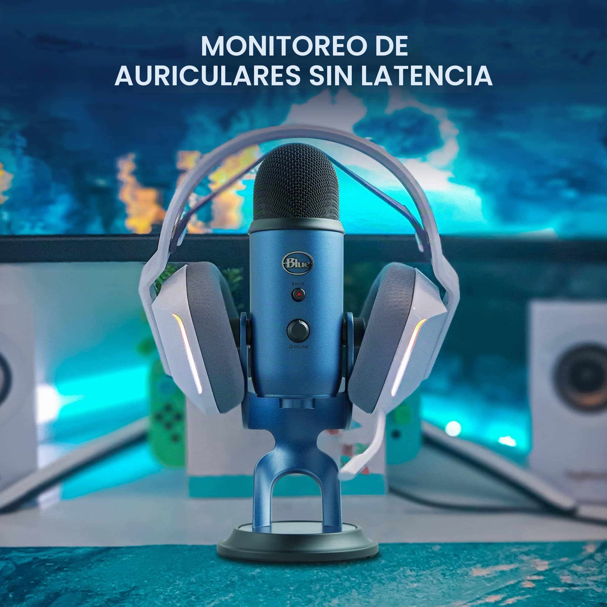 Logitech for Creators Blue Yeti Micrófono Condensador USB para Grabación, Streaming, Gaming, Podcasting, Azul