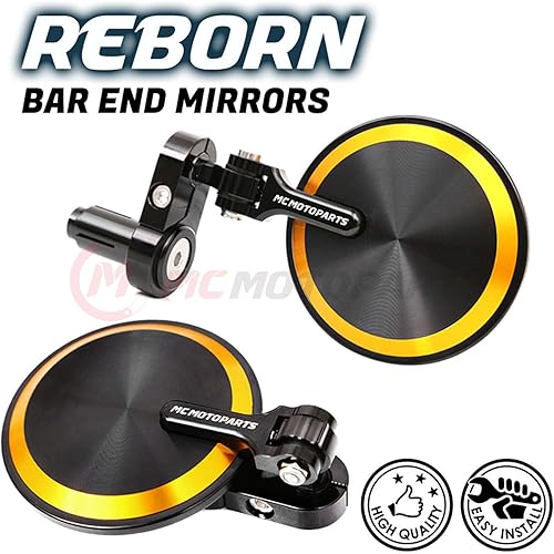 Miniatura 4 de Espejos de barra CNC Gold Reborn  Compatible con GSXR 600, 750, 1000, 1300, CBR600RR, CBR1000RR, SV650, SV1000, SFV650  Aluminio mecanizado con