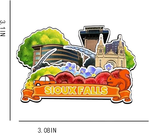 Miniatura 3 de Imán de madera para nevera Sioux Falls South Dakota USA 3D, monumentos coleccionables de viaje, decoración hecha a mano -3063