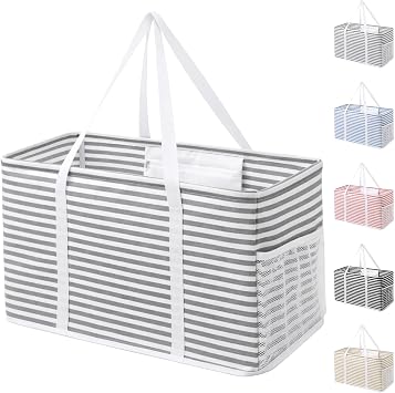 Lifewit Large Tote Bag, Reusable Shopping Grocery Bags, 46L, 1 Pack, Gray