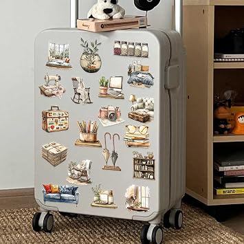 50Pcs Transparent Home Decor Scrapbook Stickers for Teens Adults, Vintage Cosy Interior Decorative Stickers for Journals Planners Notebooks, Aesthetic Lifestyle Decoration for Laptops Phone Case