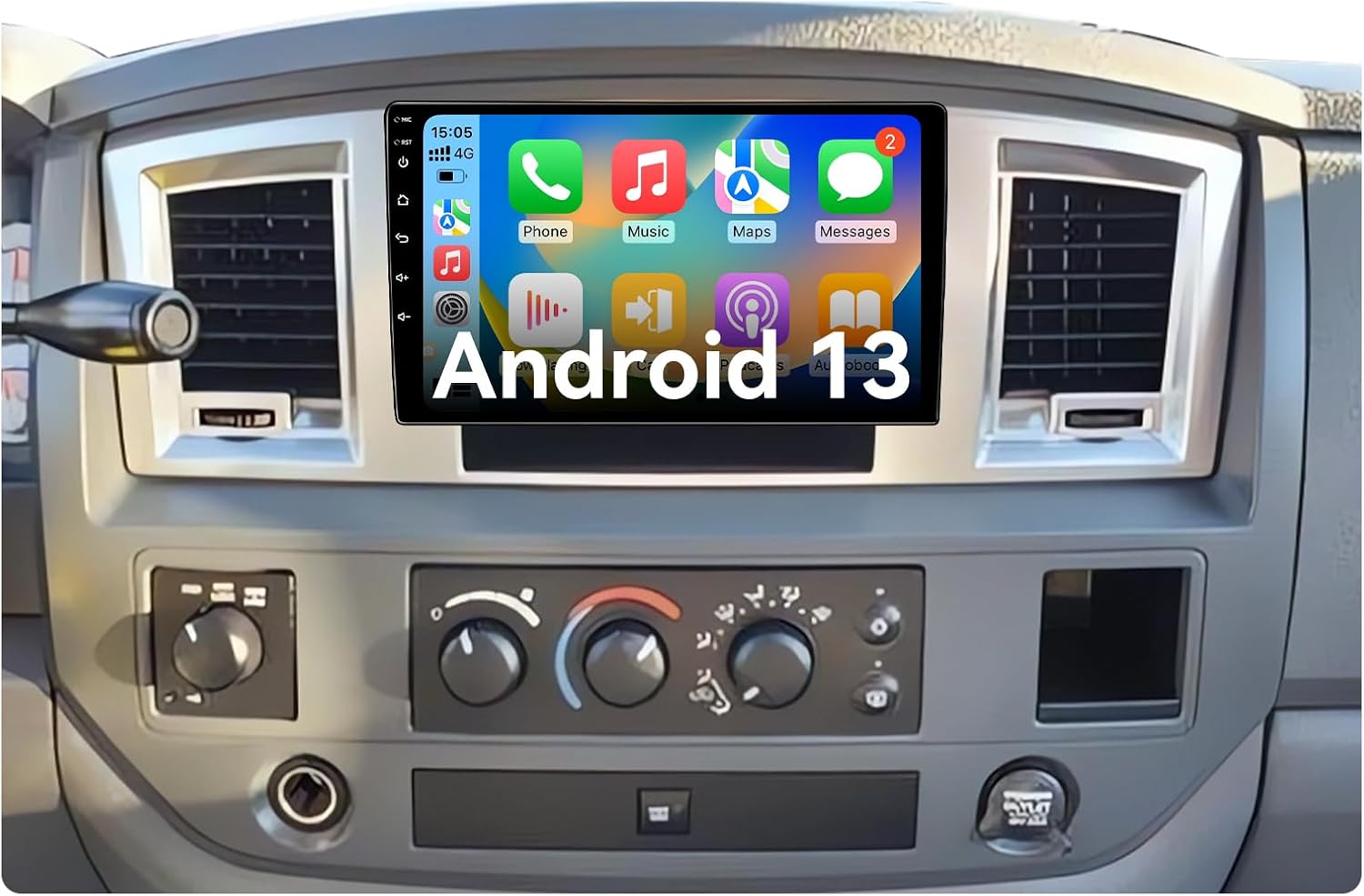 9 Inch Car Radio Compatible with Dodge Ram 1500/2500/3500 2006-2008/Chrysler 300/300C/Jeep Grand Cherokee 2005-2007, Android 13 Car Stereo with Wireless CarPlay/Android Auto/GPS/Backup Camera