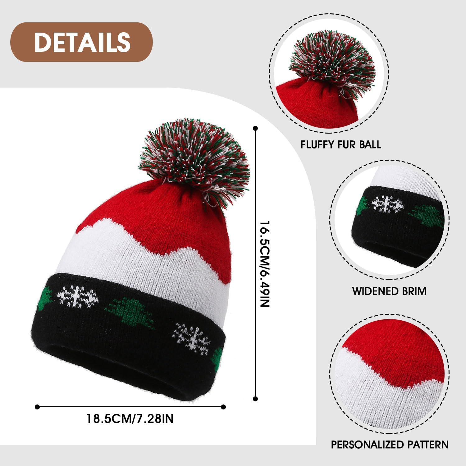 VEVESMUNDO Kids Christmas Bobble Beanie Hat Novelty Knitted Elasticated Hats for Girls Boys Childrens