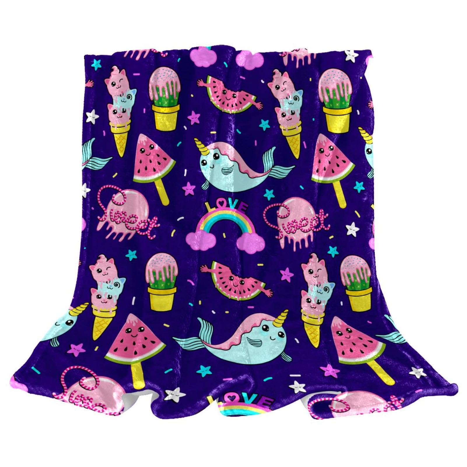 Couverture polaire sirène licorne microfibre chaude jeté canapé