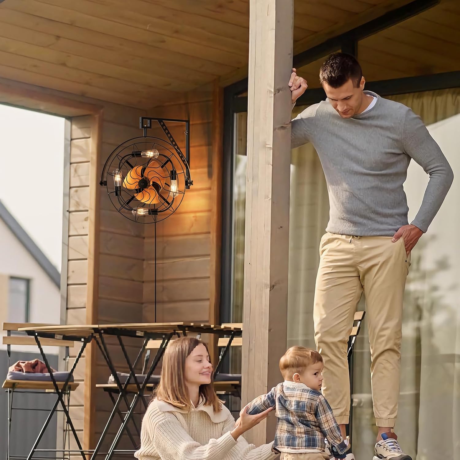 Wall Mount Fan with Remote，6-Speed Ultra-Quiet (35dB) 360° Manual-Adjustable Fan, Plug-in Ceiling/Wall Dual Mount for Bedroom/Garage/Workshop