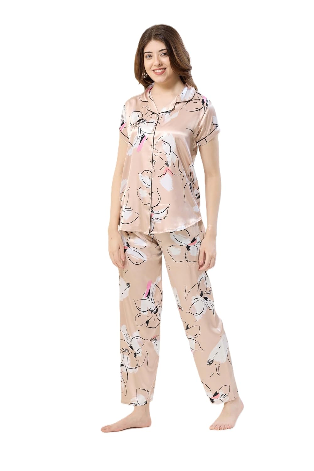 Kattly Women’s Night Suit || Cute Printed Pajama Set with Half Sleeve Top & Pants || Soft Satin Loungewear - Review, Price and Buying Guide