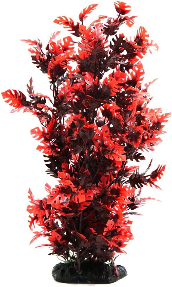 uxcell 15.3 Inch Red Plastic Decorative Plant Aquarium Terrarium Decor Reptiles Habitat Ornament Home Decoration