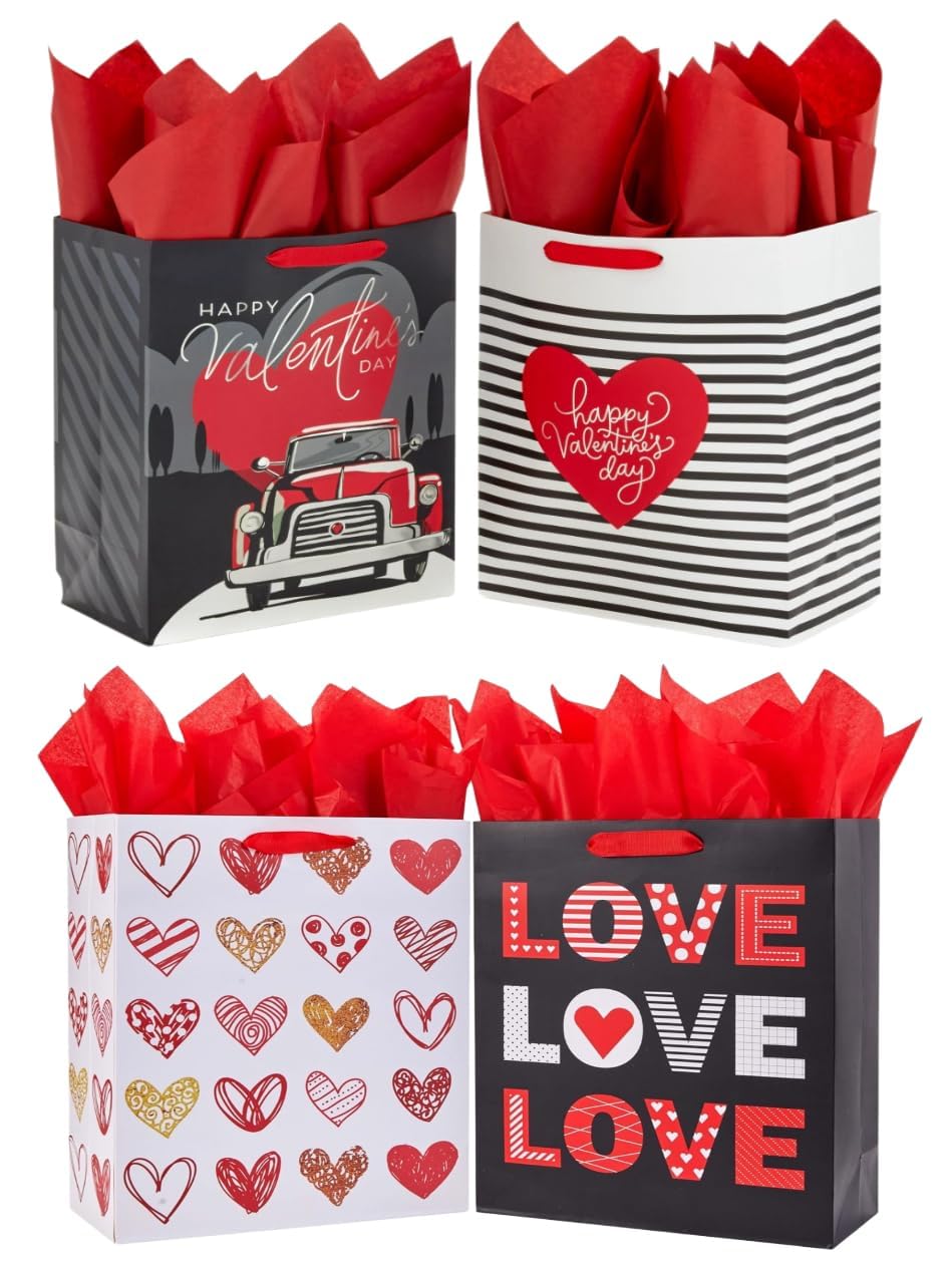 Gift Basket Set for Her or Him – Teddy Bear Plush (Red or White) with Assorted Chocolates & Candy | Milk Chocolate Bar, Wafer Chocolate Sticks, Chocolate Hearts, Candy Rolls | GiftABLE BOX Included