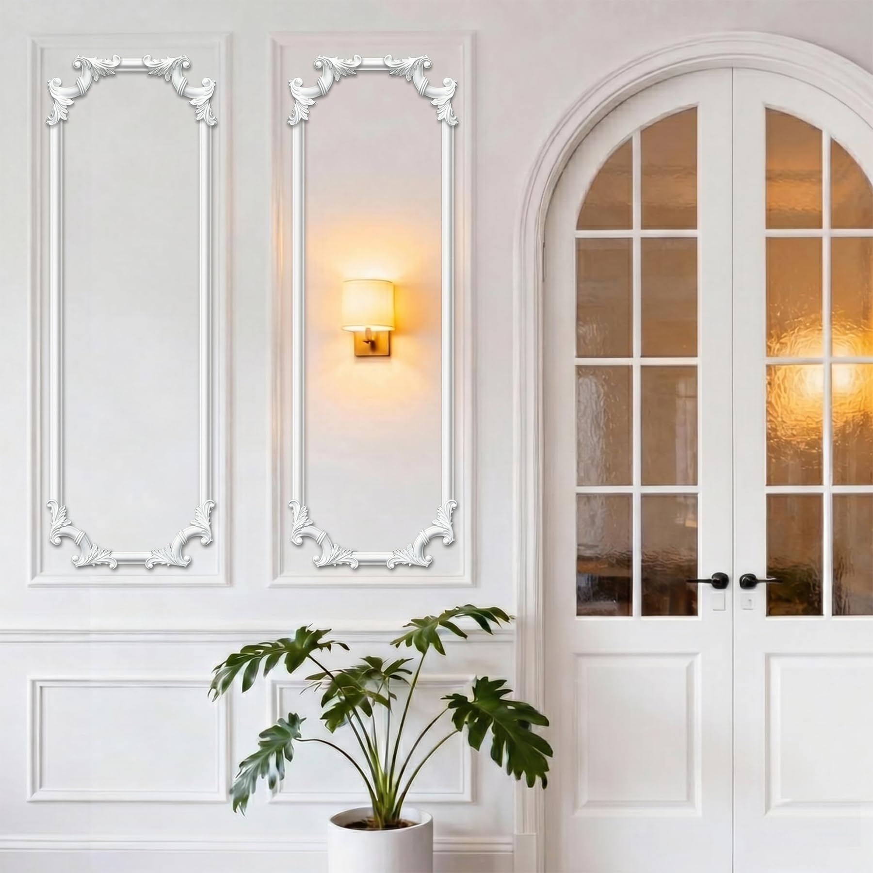 4 PCS Angolari Decorativi per Pareti E Soffitti in PU Modanature Angolari 3D con Decorazioni Floreali Profili Decorativi Verniciabili per Cornici E Angoli Elegante Finitura