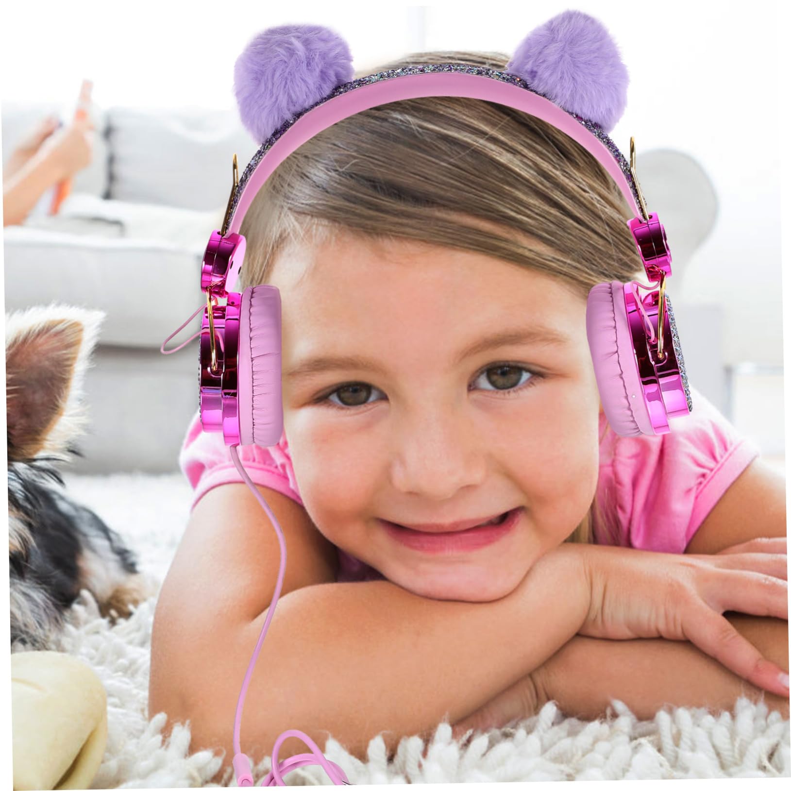 2piezas Auriculares Infantiles De Orejas De Peluche Cancelación De Diadema Ajustable y Estéreo
