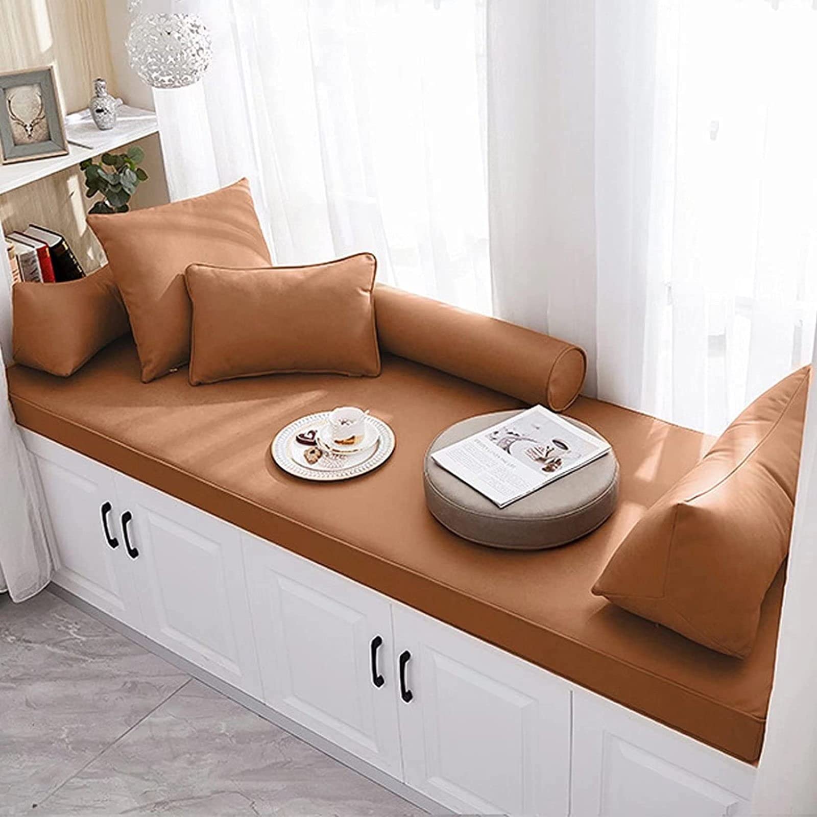 Cojín de bay window de 3 pulgadas para solucionar la dureza de los bancos con funda lavable