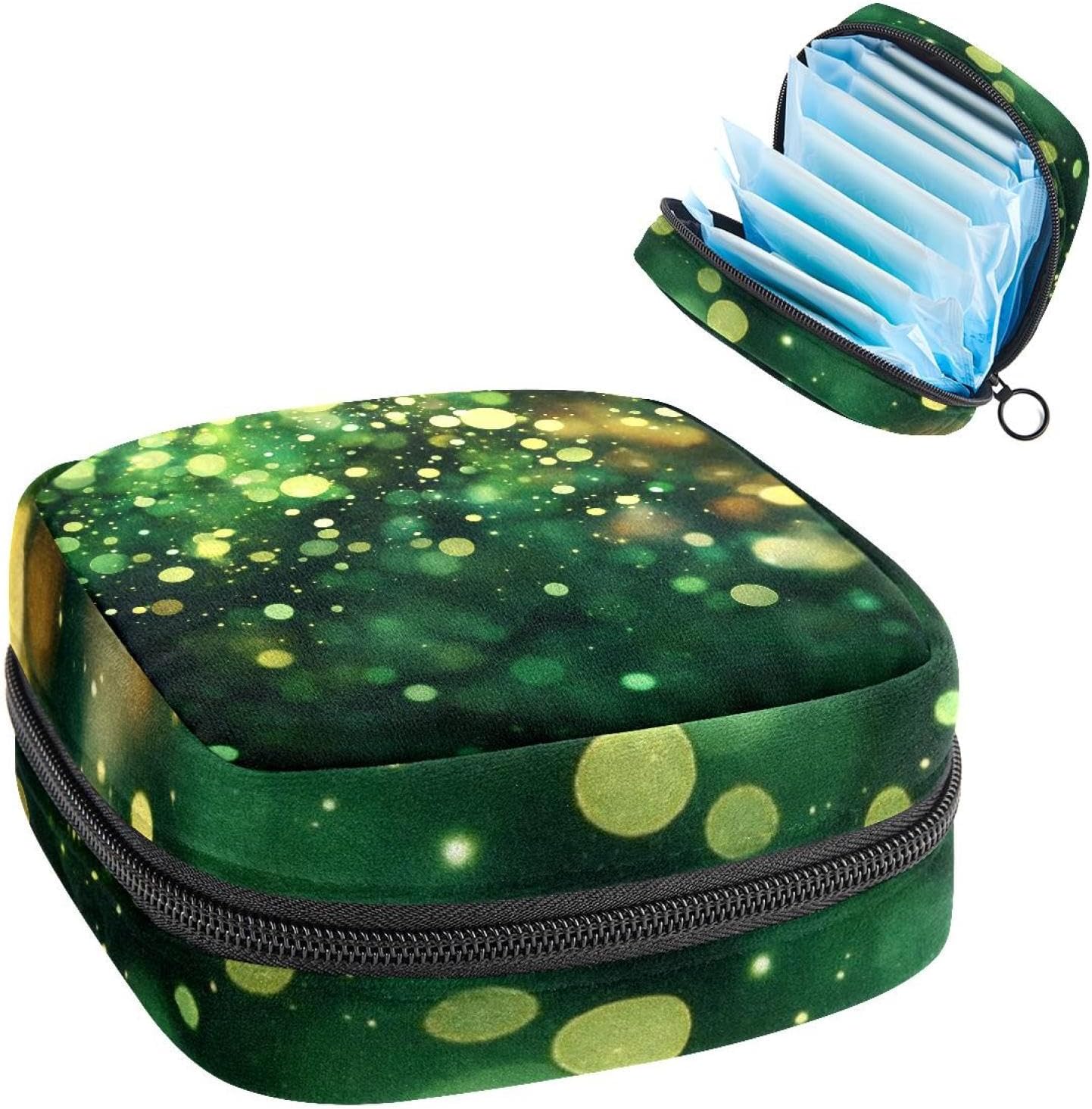 1Pc Period Bag for Women, Menstrual Pad Pouch for School Office, Reusable Sanitary Napkin Storage Bag Portable Feminine Period Kit Bag Green Glittery Bokeh Pattern 1Pc Period Bag for Women, Menstrual Pad Pouch for School Office, Reusable Sanitary Napkin Storage Bag Portable Feminine Period Kit Bag Green Glittery Bokeh Pattern