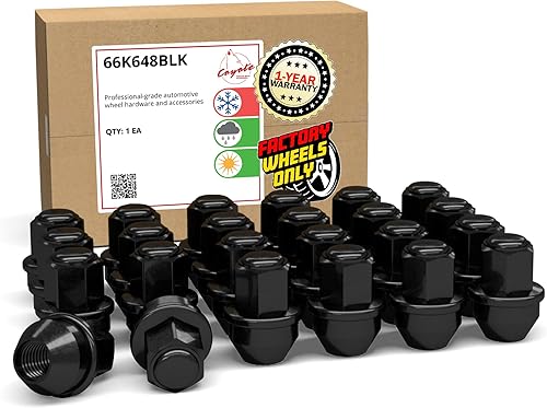 Vista 13 de Wheel Accessories Parts 20 tuercas de llanta estilo OEM de 9/16"-18 roscas de 1.65" de largo negro 7/8" 0.866 in hexagonales para Chrysler Aspen