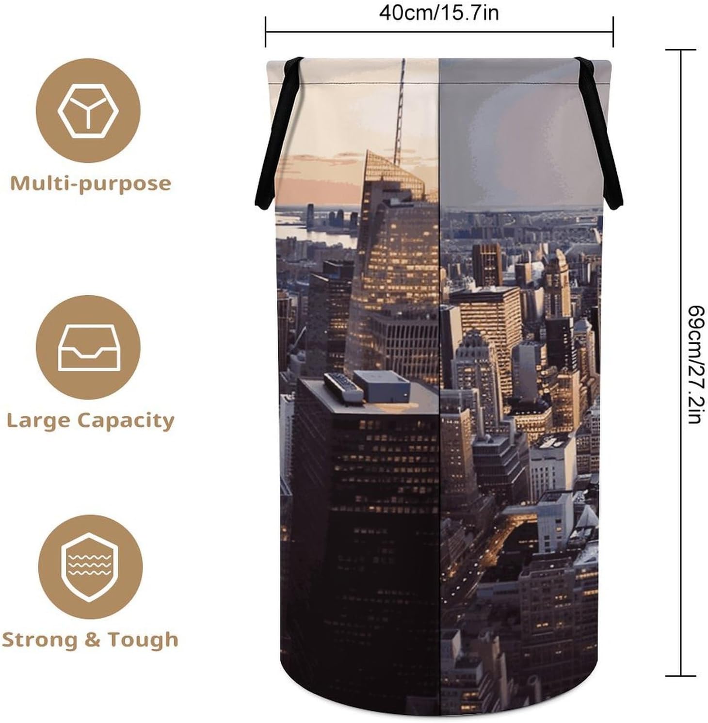 New York CityLarge Capacity Laundry Basket Foldable Handheld Storage Basket Holds Clothes And Toys Essential for Every Home