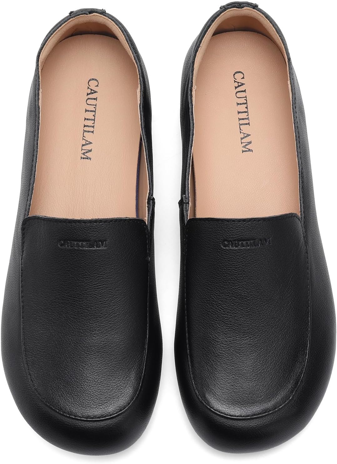 Women's Soft Genuine Leather Loafers, Slip-On Wide Width Comfort Flats, Arch Support Walking Shoes for Dress or Casual