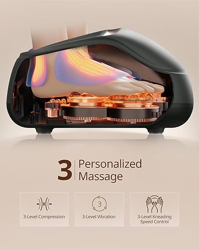 Miniatura 2 de Masajeador eléctrico de pies con calor, amasado profundo, compresión de aire, masaje shiatsu por vibración, presión ajustable y temporizador para