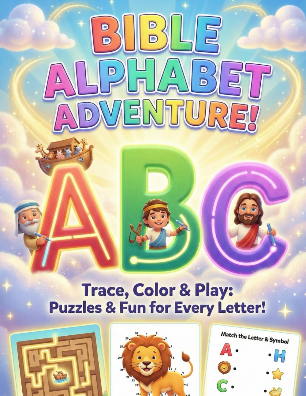 BIBLE ALPHABET ADVENTURE: ABC Christian Alphabet Tracing Workbook for Kids Ages 3-5: Bible Character Coloring Pages, Letter Learning Puzzles, and ... the ABC Coloring & Activity Book for KIDS