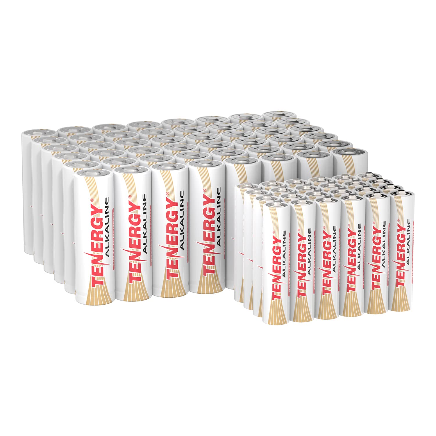 Tenergy Combo 48xAA 24xAAA 1.5V Alkaline Batteries, High Performance AA/AAA Non-Rechargeable Battery for Clocks, Remotes, Toys & Electronic Devices,