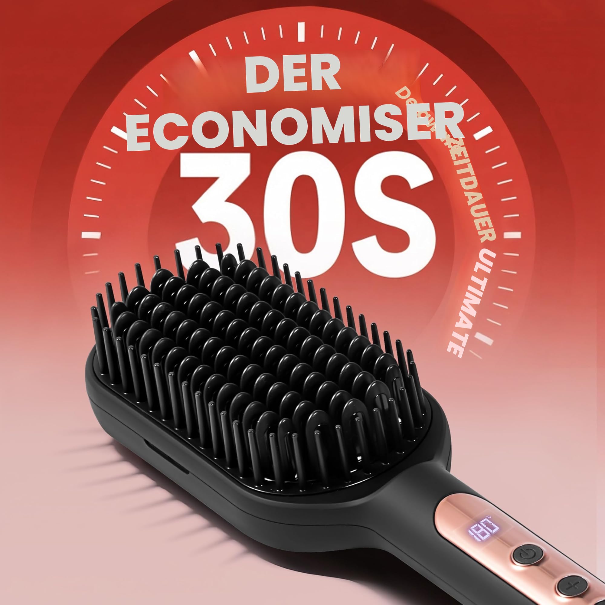 Elektrische Glättbürste 2-in-1 Eslay: Professionelle Wirkung auf alle Haartypen, Temperaturkontrolle für optimalen Schutz vor Hitze, perfekte und einfache Glättung