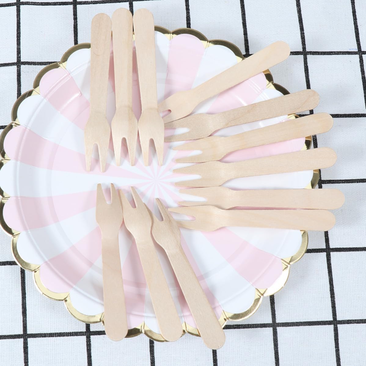 100pcs Wooden Cake Fork Disposable Dessert Forks for Picnic Dinner