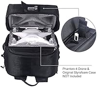 Vista 4 de Smatree Mochila rígida compatible con DJI Phantom 4/4 Pro (funda de espuma de poliestireno original, batería Phantom 4, hélices no incluidas)