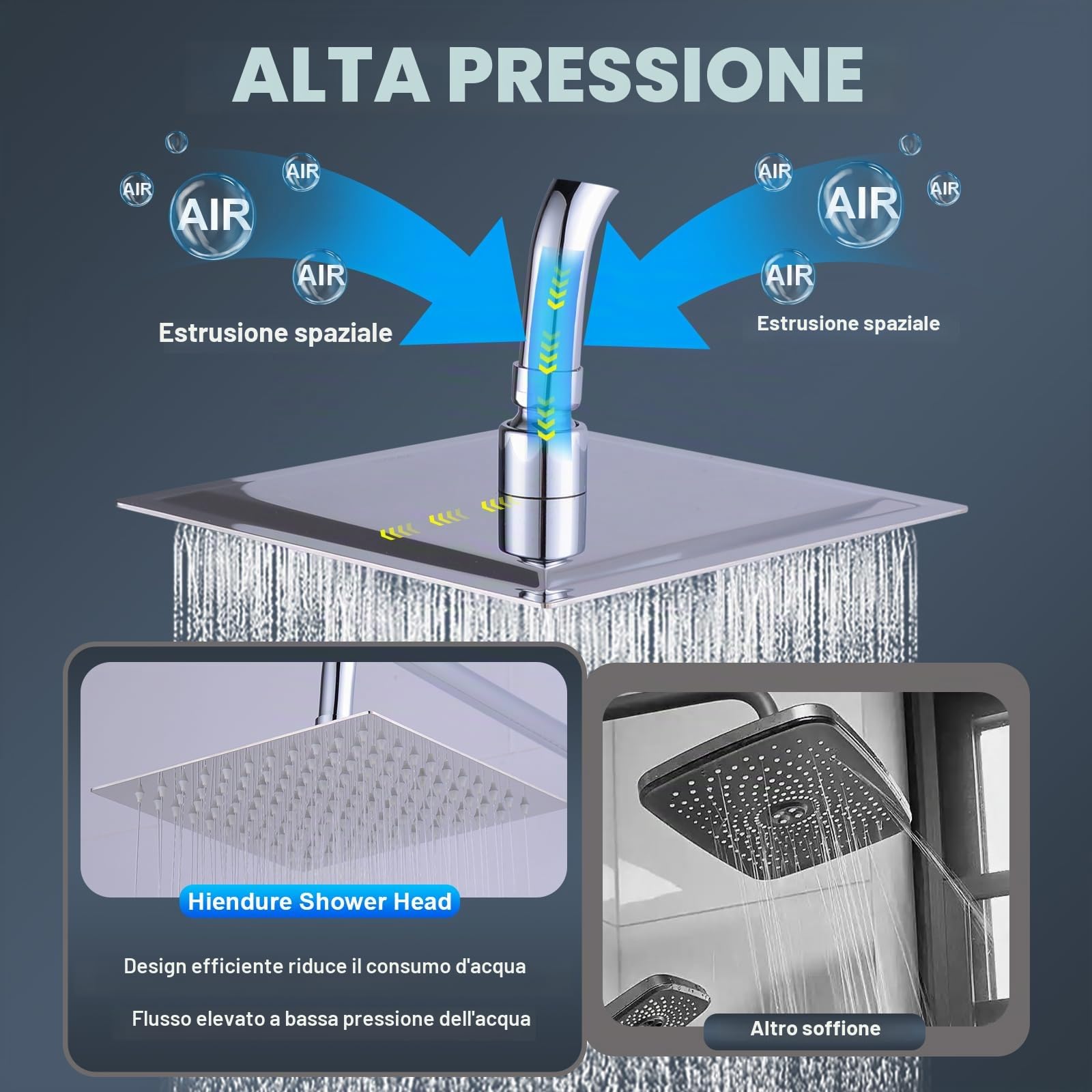 12 pollici Alta pressione Ultra sottile 304 in acciaio inox Piazza Testa doccia a pioggia