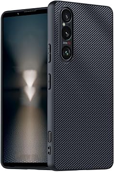 Leather Case for Sony Xperia 1 VI, Carbon Fiber Texture Premium Faux Leather Slim Phone Case Scratch Resistant Protective Cover for Sony Xperia 1 VI,Black