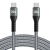 Vista 11 de Cable de carga súper rápida USB C a USB C de 20 pies y 240 W, cable de carga trenzado de nailon tipo C a tipo C compatible con iPhone 15, iPad Air