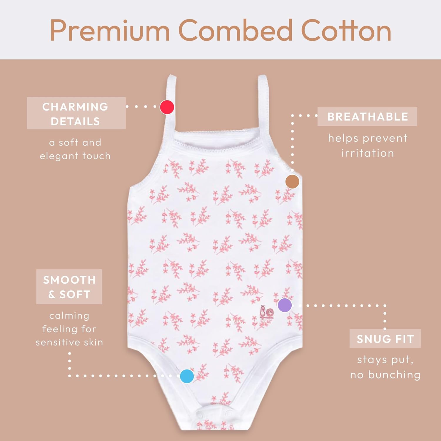 Feathers Leafy Style Tank Top Bodysuits Baby Girl Undershirts – Super Soft One-Piece for Toddler (2 Pack) - Image 3