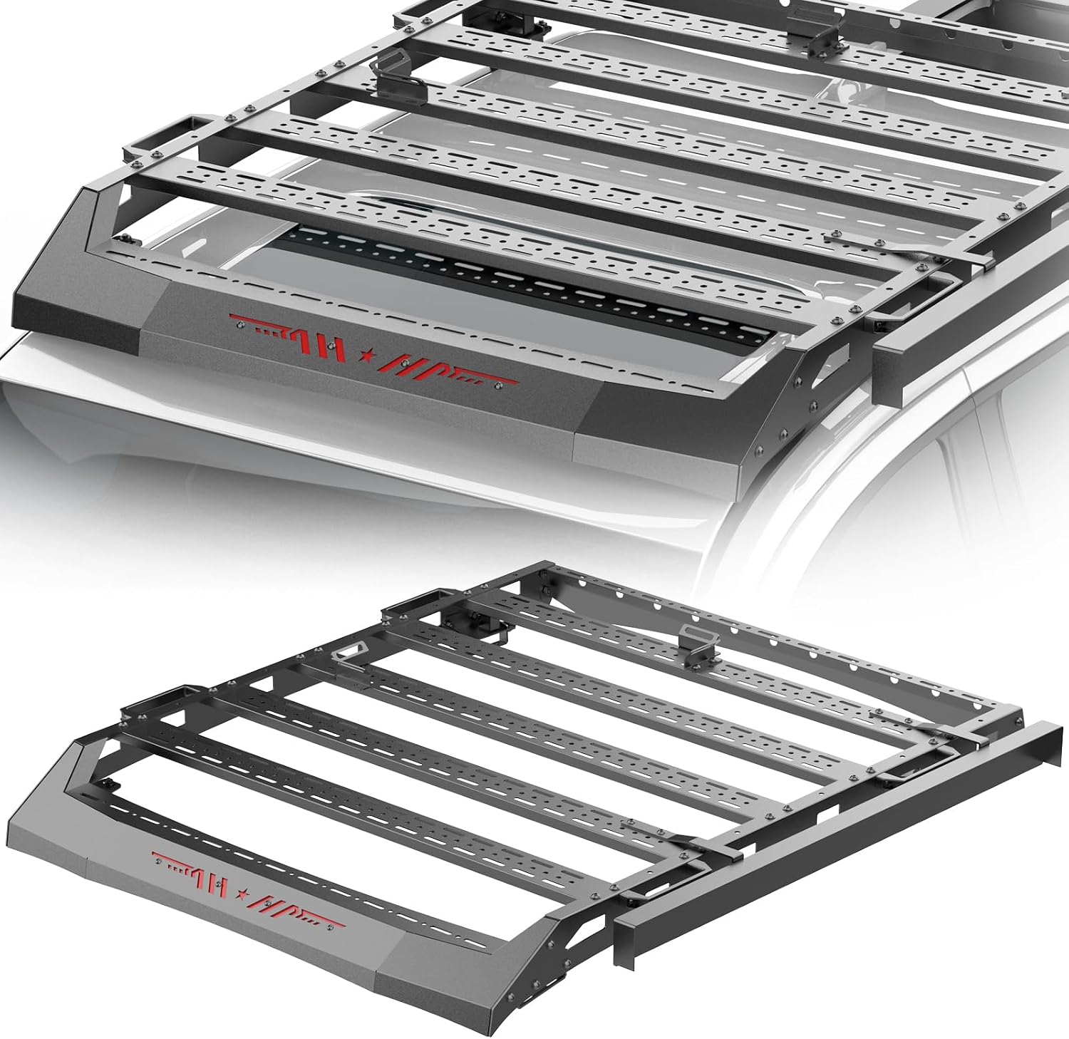 Top Roof Rack Compatible with 2005-2023 Toyota Tacoma Double Cab 4 Doors,Roof Rack Top Basket Cargo Carriers Luggage Carbon Heavy Duty Steel Cross Bars